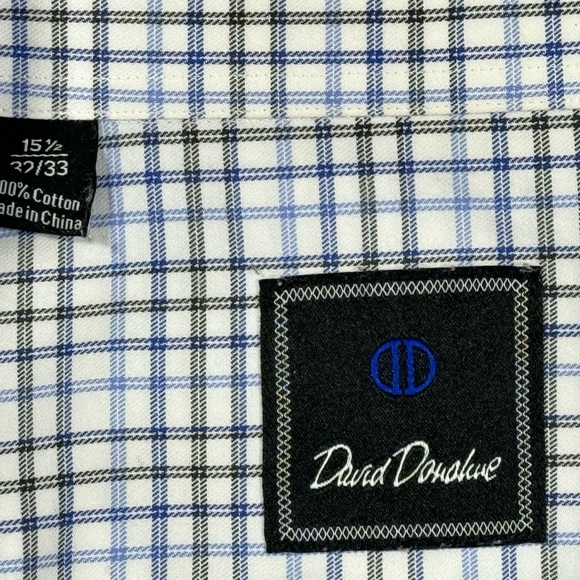 David Donahue 💎 Men’s Long Sleeve Dress Shirt Size 15 1/2 32/33 - Picture 4 of 14
